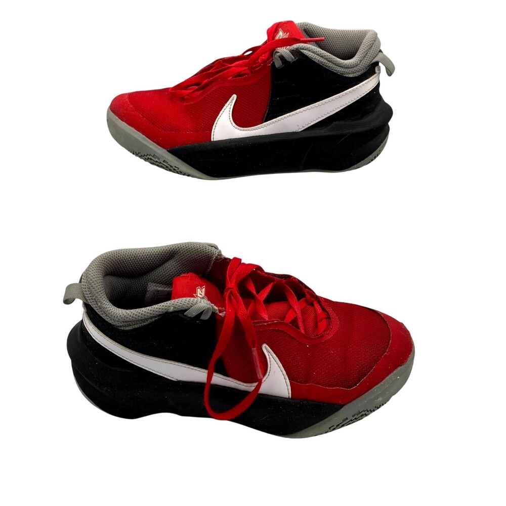 Nike Team Hustle D 10 CW6735-607 Boy 3.5 Sneaker Red Black Running Athletic Shoe